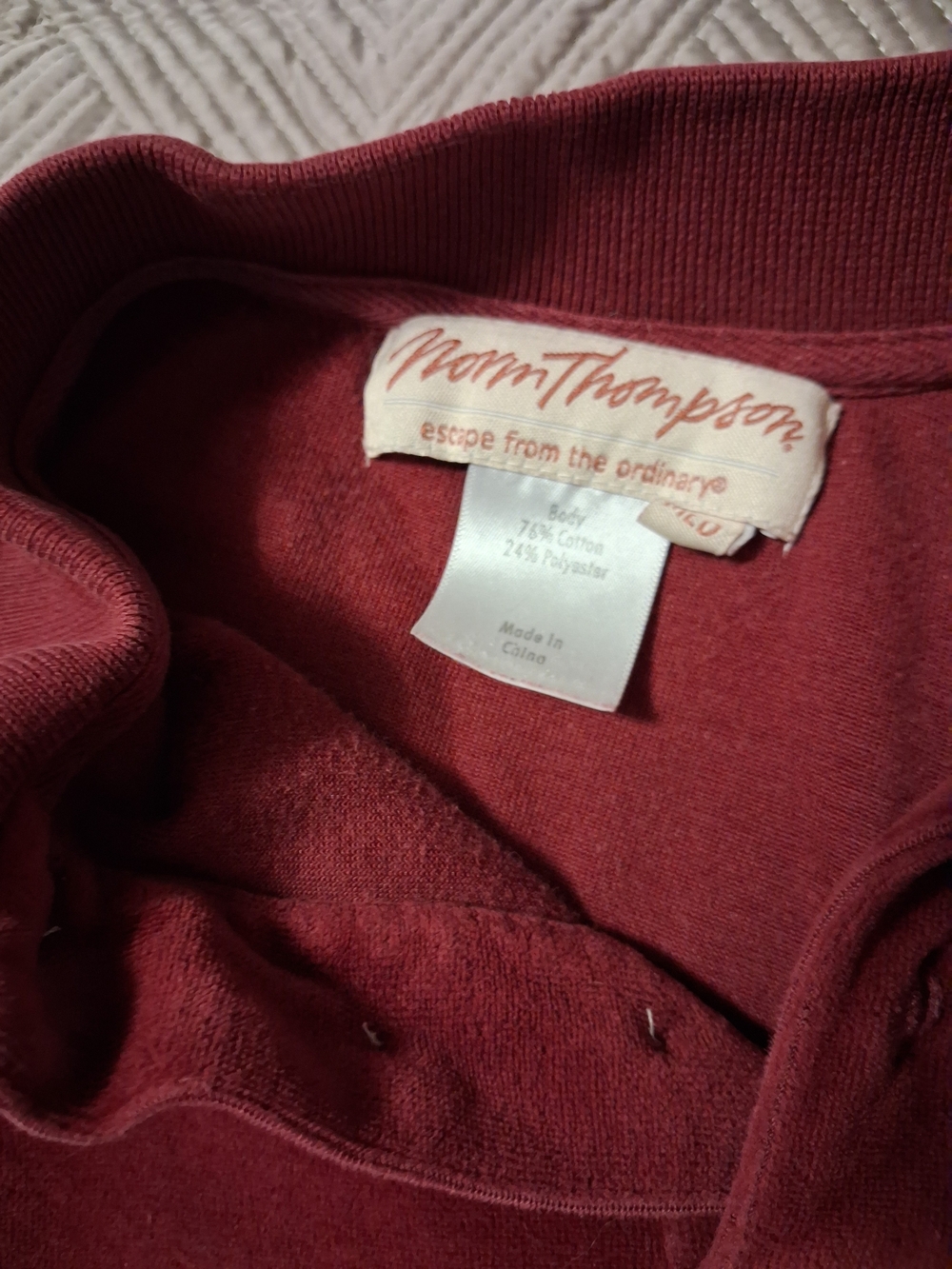 Norm Thompson Deep Burgundy Pullover Sweatshirt